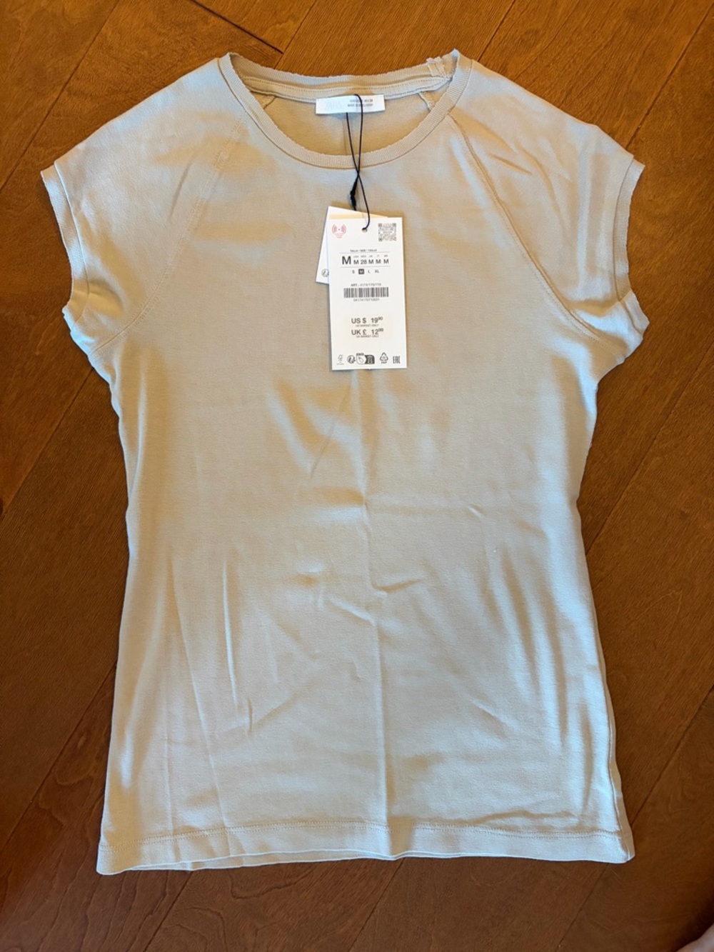 Zara Light Beige Short Sleeve Top Medium